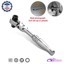 Ratchet Handle Socket Wrench 1/4" Drive 72 Tooth Flexi Head Stubby 115mm Rounded