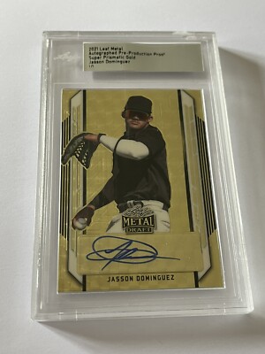 2021 LEAF METAl CARD JASSON DOMINGUEZ AUTO SUPER PRISMATIC GOLD 1/1