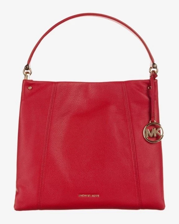 Michael Kors Lex Large Pebbled Leather Hobo Crossbody Bag Bright Red