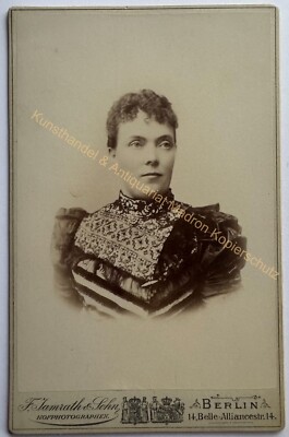 orig KAB Kabinett Foto Fotografie Bild alt Frau Dame Mode um 1890 Berlin Jamrath