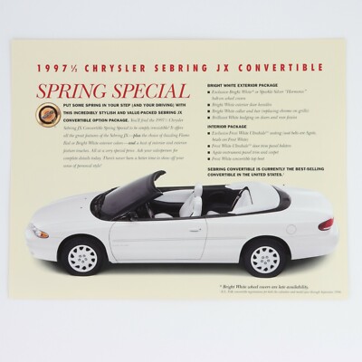 1997 1/2 Chrysler Sebring JX Convertible 1 Page Dealer Sales