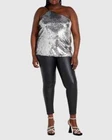 NEW City Chic Ladies Sexy Silver Sequin Ansley Top Singlet Plus Size XL 22 #T100