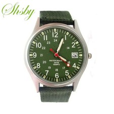Men's Military Army Luminous 24Hours Dial Nylon Strap Date Watch Quartz Wrist