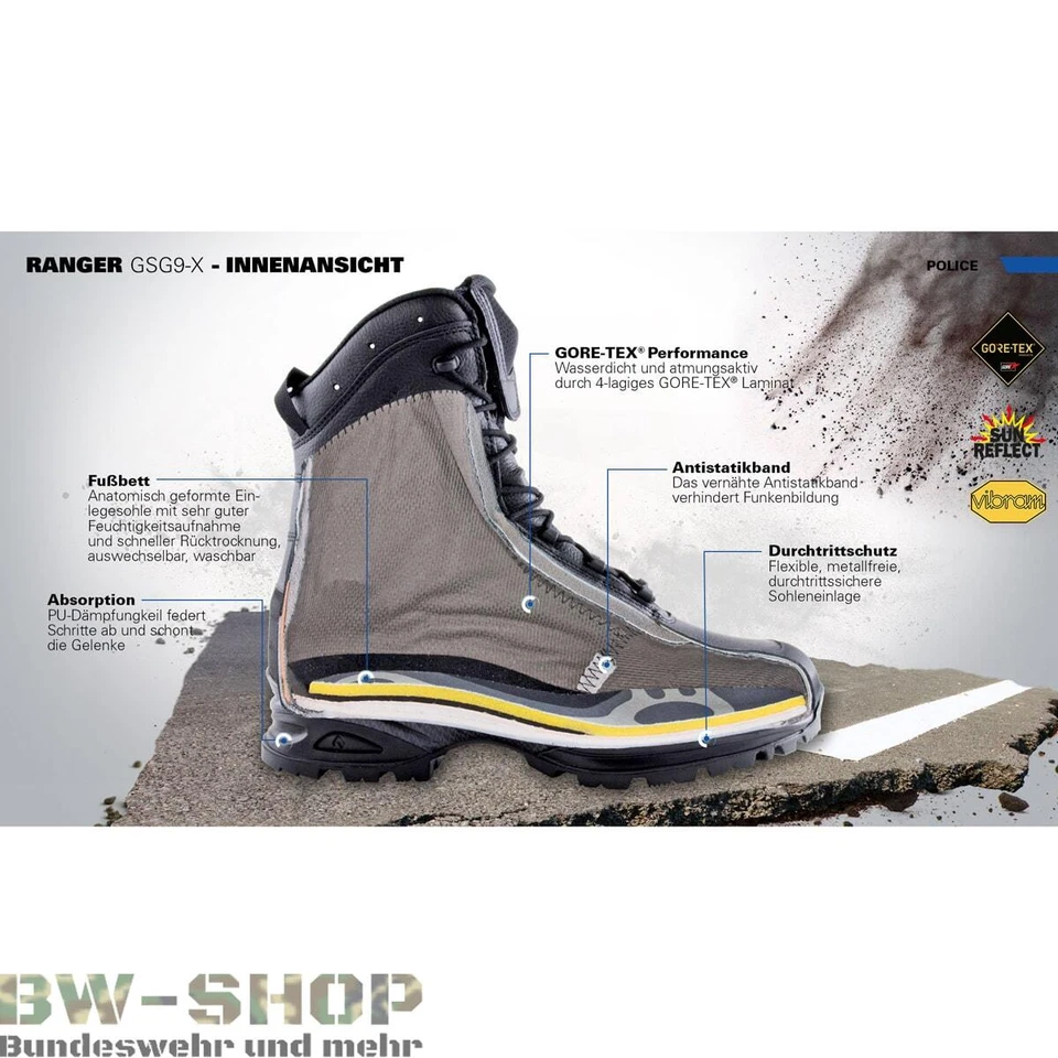 HAIX RANGER GSG9-X POLIZEI EINSATZSTIEFEL BW SEK STIEFEL LEDER GORETEX NEUWERTIG - Bild 4 von 4
