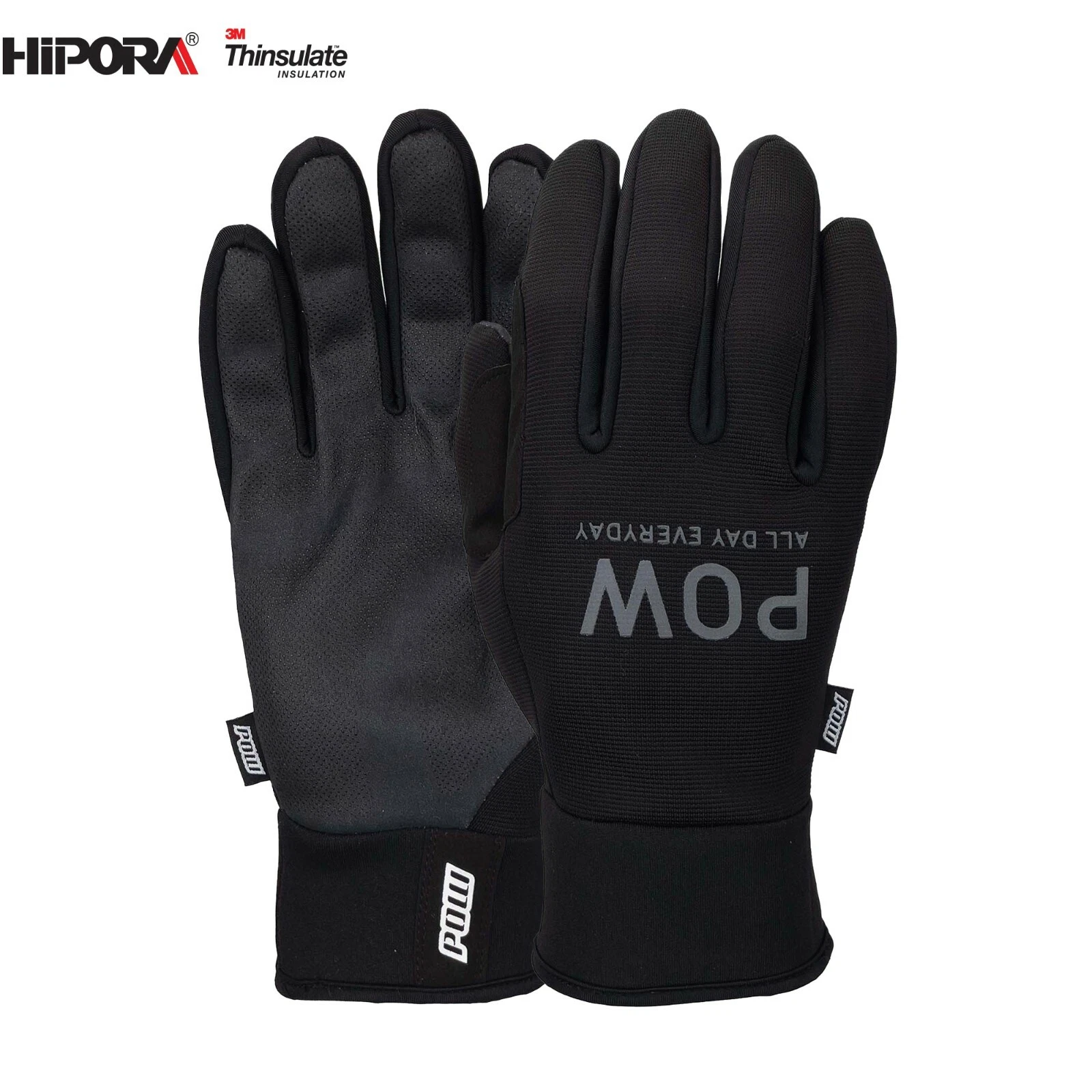 NEW POW GLOVES ALL DAY GLOVE SNOW GLOVES MEDIUM-XLARGE BLACK SKI SNOWBOARD