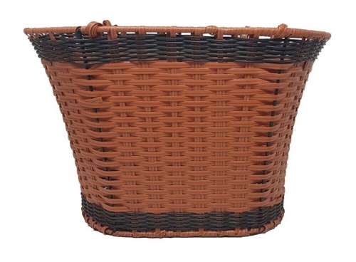 Front Light Brown Plastic Wicker Style Quick Release Bike Basket With Handles - Picture 5 of 5