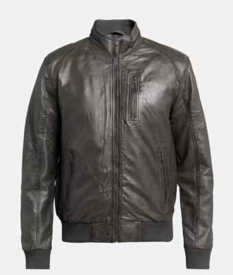 AIM Lederjacke Jacke Echtes Leder Anthrazit NEU