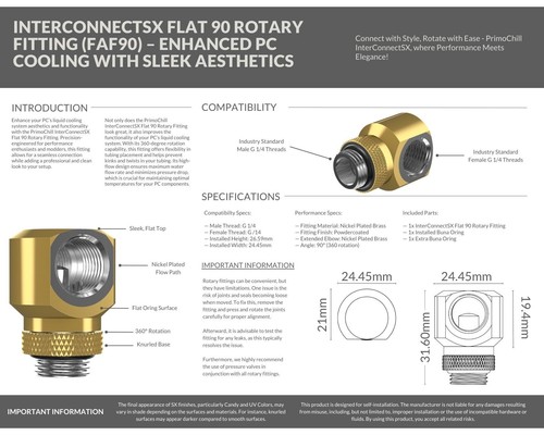 PrimoChill InterConnectSX Flat 90 Degree Rotary Fitting (FAF90) – Enhanced PC... - Afbeelding 98 van 109