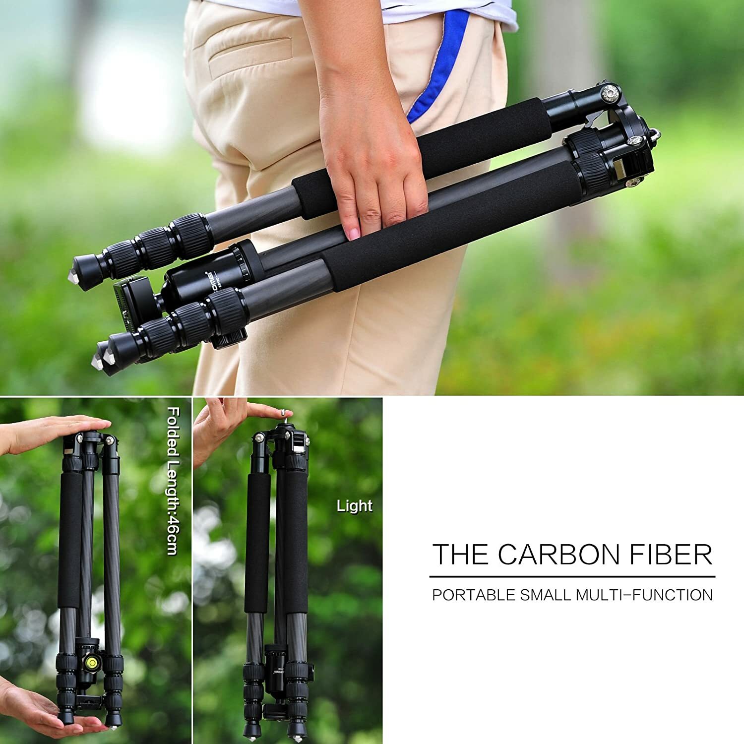 Professional Carbon Fiber Tripod Z818C Travel Monopod&Ball Head For