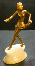 Antique Josef Lorenzl Art Deco Dancing Woman On Onyx Base 10" x 5" x 2.75" GD-VG