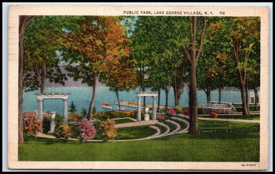 #ad Postcard Public Park Lake George NY J56 $1.07