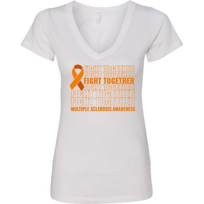 Inktastic Fight Together Multiple Sclerosis Awareness Women's V-Neck T-Shirt