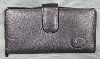 Buxton Heiress Pik-Me-Up Checkbook Keeper Wallet Genuine Leather Black