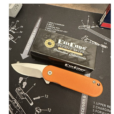 Pocketknife Elit Edge 10-B011OR Orange G10 8CR13 Drop Point Ball Bearing
