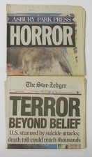 Star Ledger & Asbury Park Press 9/12/01 - 9-11 WTC TWIN TOWERS Terror Attack