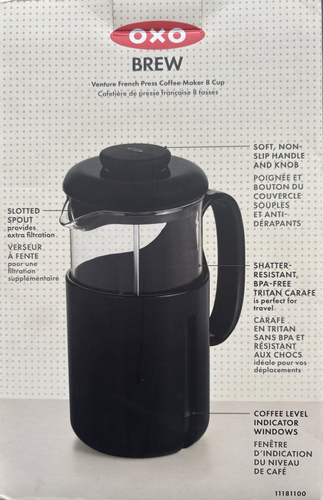 OXO French Press Caffettiera Brew and Servire Caraffa in Vetro 8 Tazze 32oz Nuova con Scatola! - Foto 7 di 9