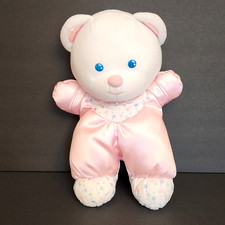 Vintage 1992 FISHER PRICE Plush Pink Satin TEDDY BEAR Stuffed Animal Lovey