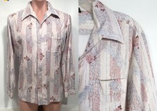Vintage 70  s Men  s Floral Print Disco Shirt Size L