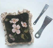 2 antique ribbon threaders sterling sewing collectibles & antique pin cushion