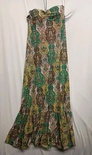 Vintage Energie Size L Padded Bra Strapless Halter Neck Maxi Dress Floral Boho