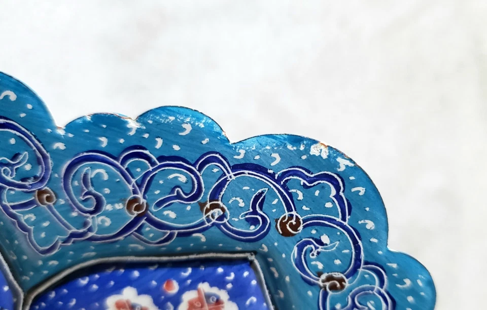 Plato de metal esmaltado a mano Minakari persa de 12" cuenco colgante arte de pared decoración Foto 4 de 4