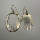 VTG UNUSUAL UNIQUE STERLING SILVER HAND DANGLE DROP EARRINGS. 4.8 GRAMS. — photo 7