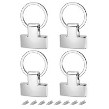 4Pcs 22mm Key Fob with Keychain Ring Purse Bag 20mm Silver Tone