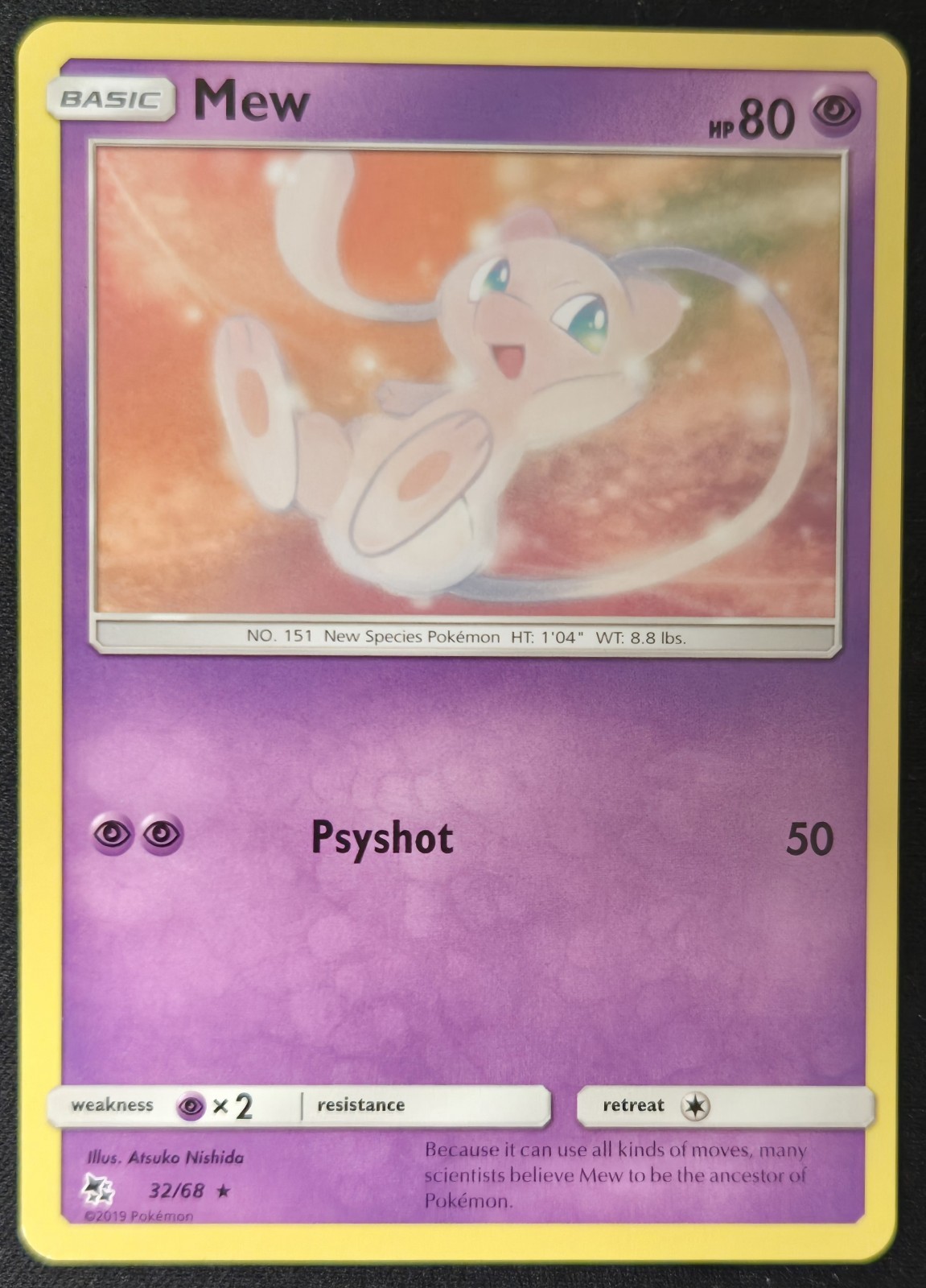 Mew 32/68 Hidden Fates Non Holo Rare Mythical Pokémon Trading Card Game 2019 NM
