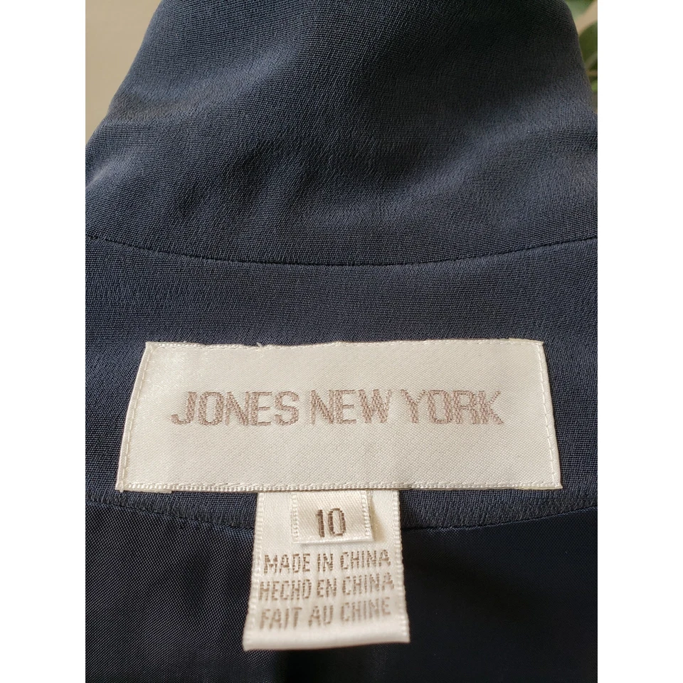 Jones New York 2 Piezas Falda Traje Mujer 10/12 Azul Sencillo Pecho 1 Botón Foto 2 de 4