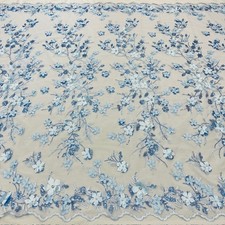 3D Floral Lace Fabric by Yard   Luxury Embroidered Bridal Mesh Material VT-35