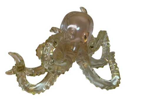 Vintage LUCITE HD Designs OCTOPUS FIGURINE TRANSPARENT Green Tint RARE ART