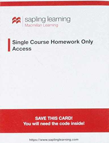 Sapling Learning Homework for - Printed Access Code, by Sapling Learning - New a - Bild 1 von 1