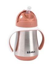 Beaba Stainless Steel Straw Sippy Cup, Insulated Toddler Cups Spill Proof with