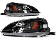 For 1999-2000 Honda Civic Headlight Assembly Halogen 1.6l Pair Blacksmoke