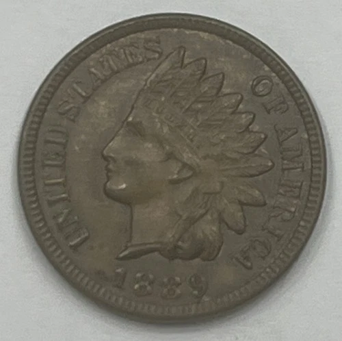 1889 INDIAN HEAD CENT - AU UNC - With LIBERTY & Near 4 DIAMONDS - AU UNC