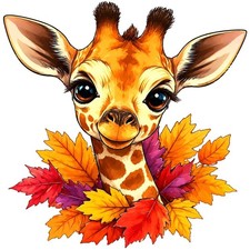 30 Custom Autumnal Little Giraffe Personalized Address Labels