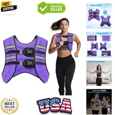 Weighted Vest, 6lb/8lb/12lb/16lb/20lb/30lb for Men, Women with Reflective Str...