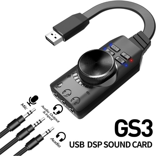 USB Sound Adapter with Virtual 7.1 Surround for Gamers PC and Consoles Gamers - Photo 3/8