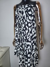 Black & White Abstract Print Strapless Dress