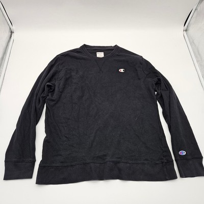 Champion Black Crewneck Sweatshirt Mens Large Logo Spellout Casual Athleisure