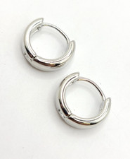 925 Sterling Silver Polished Huggie Hoop Earrings 4mm  12mm - 2.64gr T.W