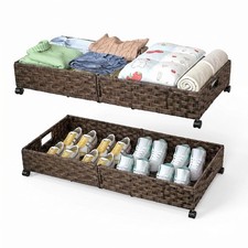 2 Pack Under Bed Storage with Wheels, 40L Large Under Bed Storage Containers ...