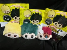 My Hero Academia Plush Keychain Set 3 Izuku Bakugo Todoroki Face Ball Chain