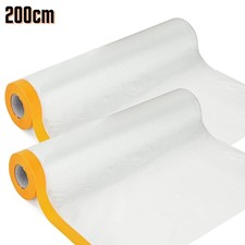 2 Rolls Tape and Drape Pre-Taped Masking Film Masking Tape with Plastic Sheet D