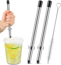 2 Pack Straw Puncher for Plastic Lids Lemonade Cups, Stainless Steel Straw Hole