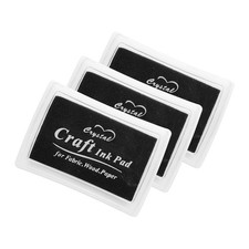 3pcs 1.5 x 2.4" Washable Finger Ink Pad for Rubber Stamps Craft, Black
