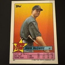 1989 Topps Stickers Mark McGwire Super Star Backs Oakland Athletics #3