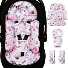 Infant Car Seat Insert, Enlarged Head Support 24.4"L x 16.9"W, Pink Floral 