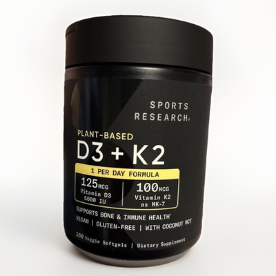 #ad Sports Research Plant Based D3 5000 IU K2 100 mcg 160 Gels EXP 12 2028 $33.99