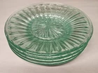 Anchor Hocking Green Depression Glass Block Optic Uranium Saucer Set Of 4